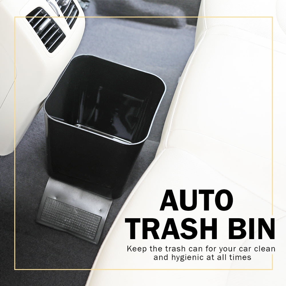 Haussimple Car Trash Can Spill-Proof Garbage Bin Auto Interior Organizer with Stabilty Flap (Black)