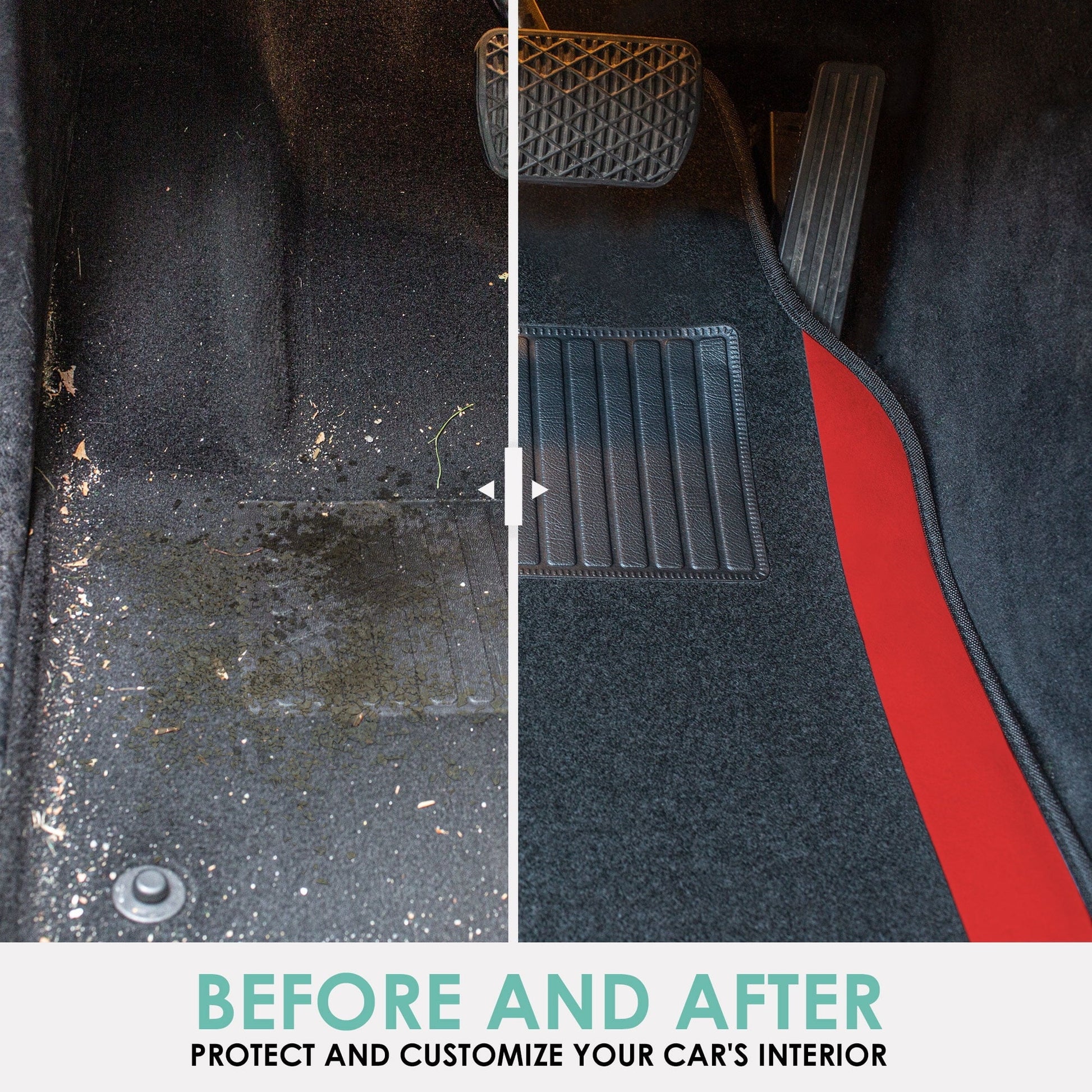 FH Group Universal Fit Premium Carpet Car Floor Mats Front & Rear Full Set - Red F14407RED