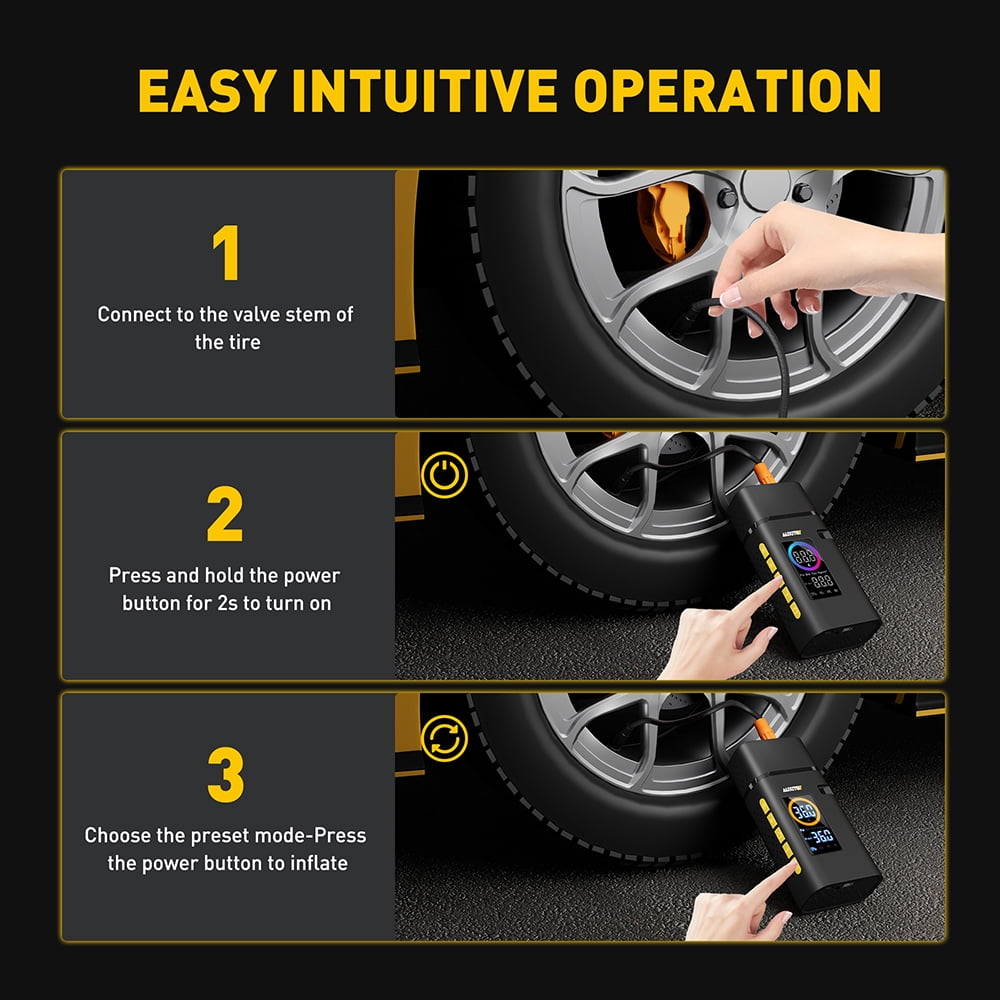 AUXITO Tire Inflator Portable Air Compressor, 150 PSI Cordless Air Pump with 7800mAh Rechargeable Battery for Car, Truck, Motorcycle Tires & Ball, Compact Bike Pump