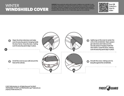 FrostGuard Go Winter Windshield Cover for Snow and Ice, One Size, Security Panels, 61x32 inches, Black