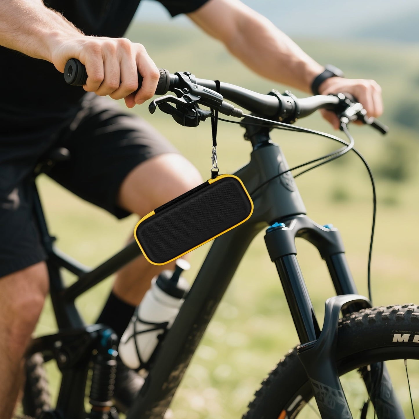 Case Compatible with Airmoto Portable Air Pump 120 PSI Air Compressor, Car Tire Inflator Storage Bag for Accessories-Black+ Yellow Zipper