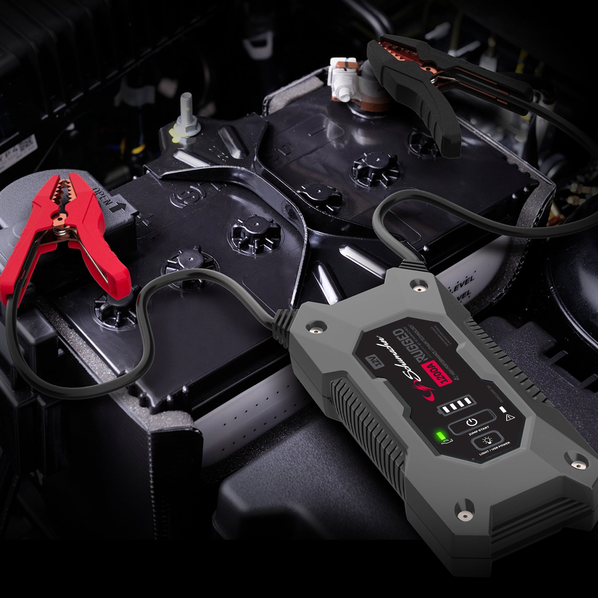 Schumacher Electric Rugged 1200A Lithium Car Battery Jump Starter and Power pack/Jump Box, USB Charging, 12V Sport, Auto, and Marine Batteries, SL1668