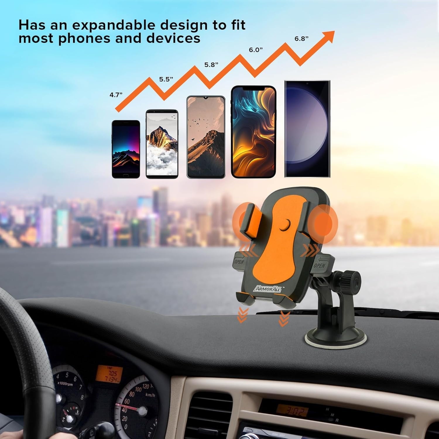 Armor All Universal Smartphone Mount with Dashboard, Windshield, and Air Vent Mounting Systems, Great for Phone Calls and GPS