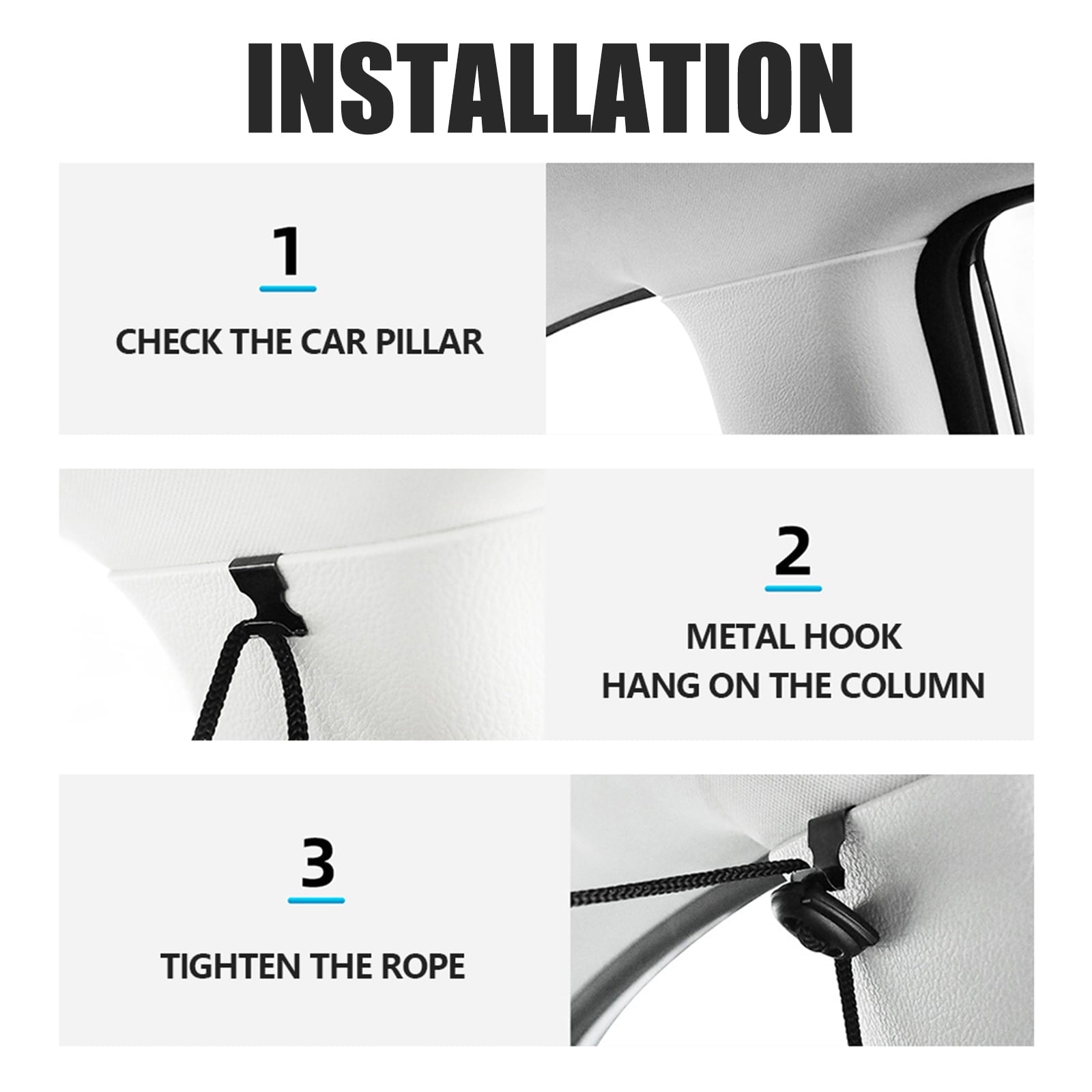 Xiyztok 3PCS Car Privacy Curtains Universal Divider Curtain Between Rear Seat Auto Blackout Sun Shades Side Window Covers Accessories for Travel Camping Nap Sleeping