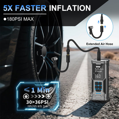 AVAPOW Cordless Tire Inflator, 180PSI Portable Air Compressor, Air Pump for Car Tires with Digital Pressure Gauge, LED Light, Auto Shutoff