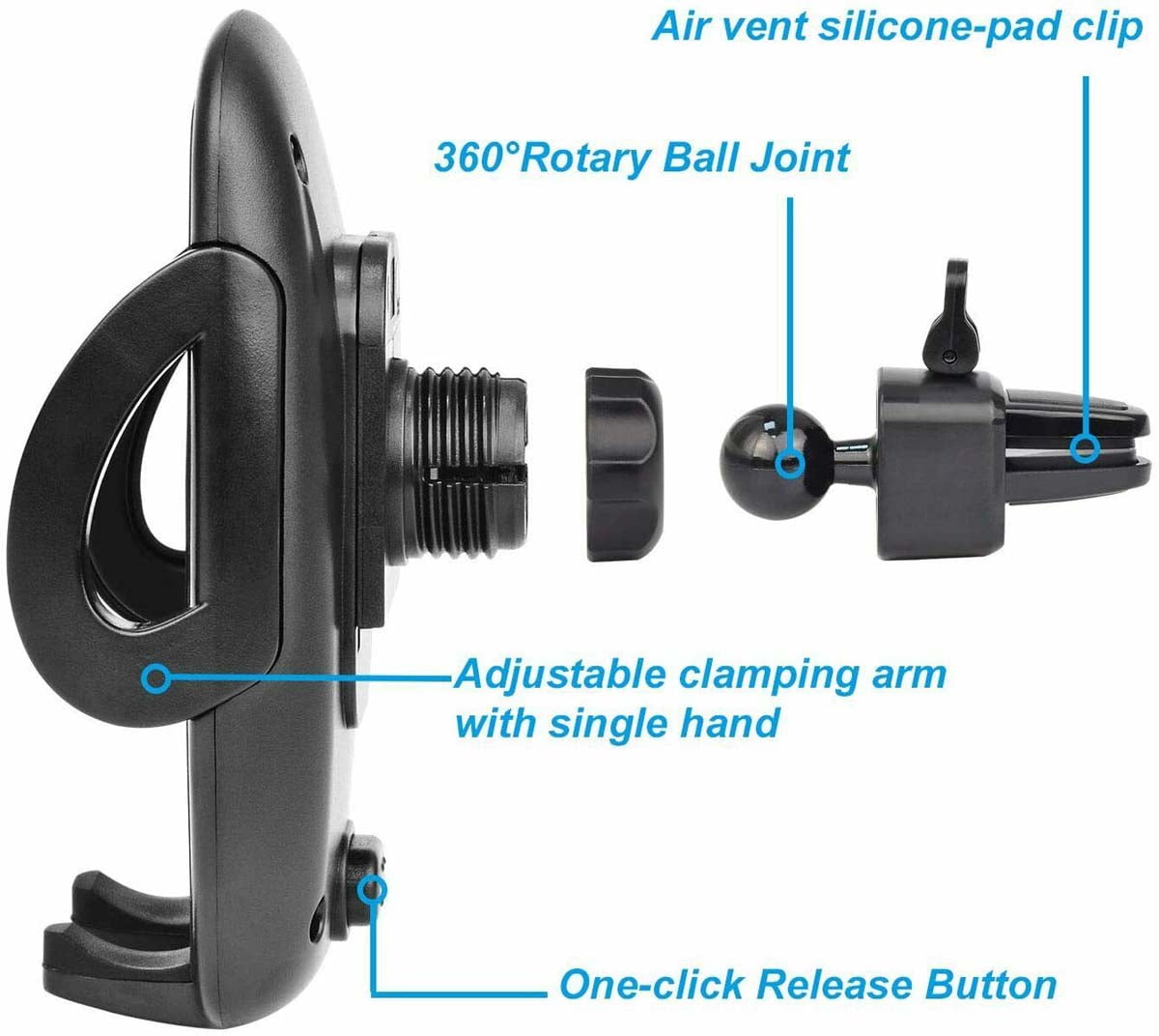 Teckoo Car Air Vent Stand Mount Holder for Mobile Cell Phone GPS Universal 360° Cradle Such:Moto E 2020, iPhone 12 Pro, Galaxy S20 FE 5G, LG Stylo6