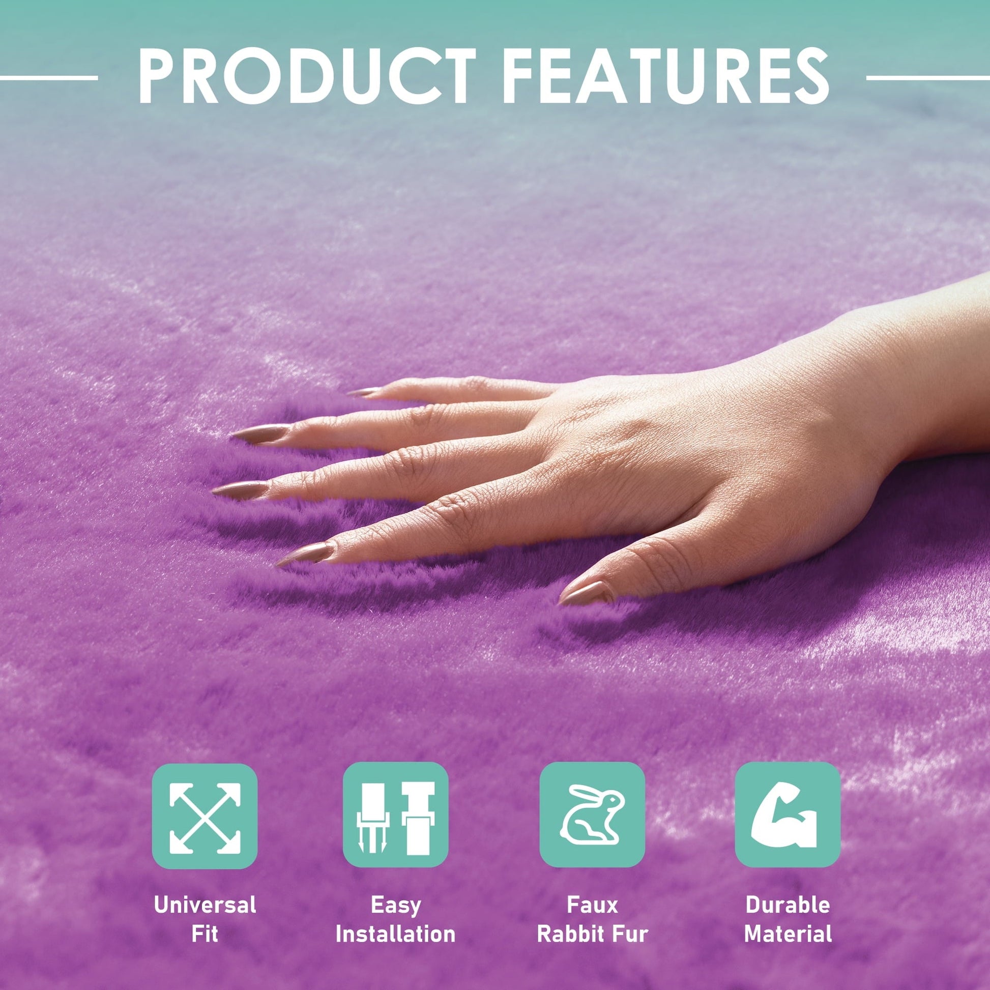 FH Group Doe16 Fluffy Faux Rabbit Fur Rear Car Seat Cushion, for Most Cars, Trucks, SUVs or Vans - Purple