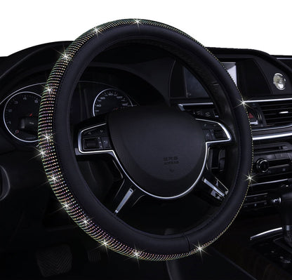 Auto Drive Black Universal Fit Iredescent Crystal Steering Wheel Cover, Fit for Cars, Suvs, Set of 1