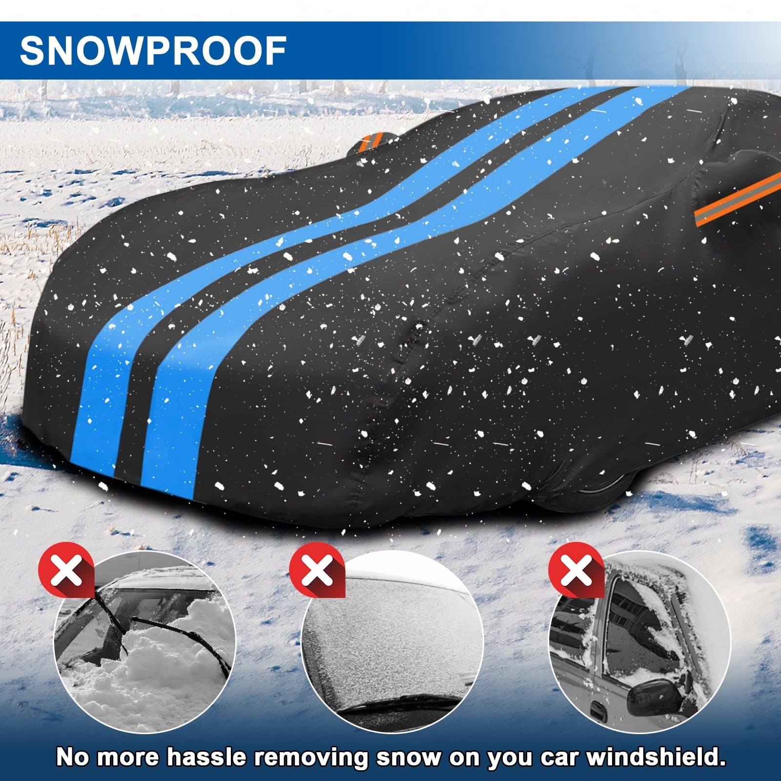 FANOTEK Car Cover Custom Fit for Ford Mustang 1982-2025, Waterproof PEVA with Soft Liner Full Cover, Outdoor Sun UV Rain Dust Protection All Weather