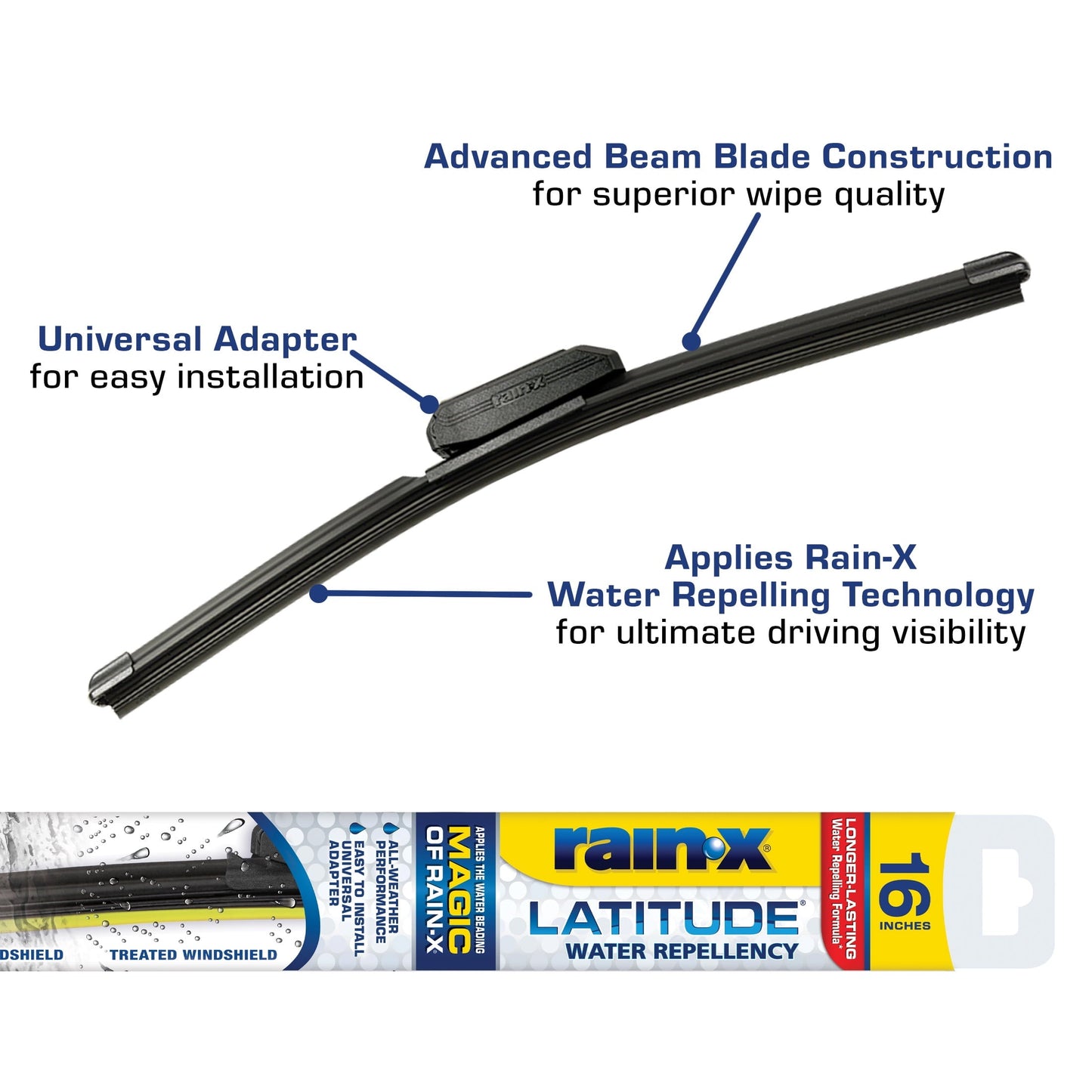 (2 pack) Rain-X Latitude Water Repellency 16" 2-in-1 Windshield Wiper Blade