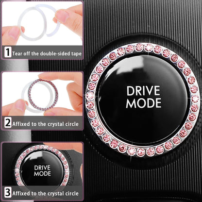 10 PCS Car Accessories Leather Steering Wheel Cover Set, Car Steering Wheel Cover for Women with Seat Belt Pads Cup Holders Start Button, Pink