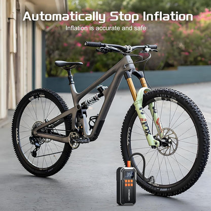 ACMOUNT 10000mAh 160PSI Tire Inflator, Portable Air Compressor, 3X Faster Inflation, Rechargeable Tire Air Pump With 5 Modes and 3-LED Light, Silver