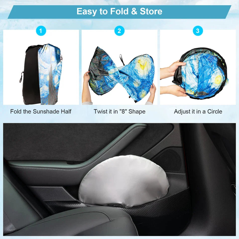 Custom Fit Windshield Sun Shade Visor Sunshade Block For Tesla Model 3 Y X 2024