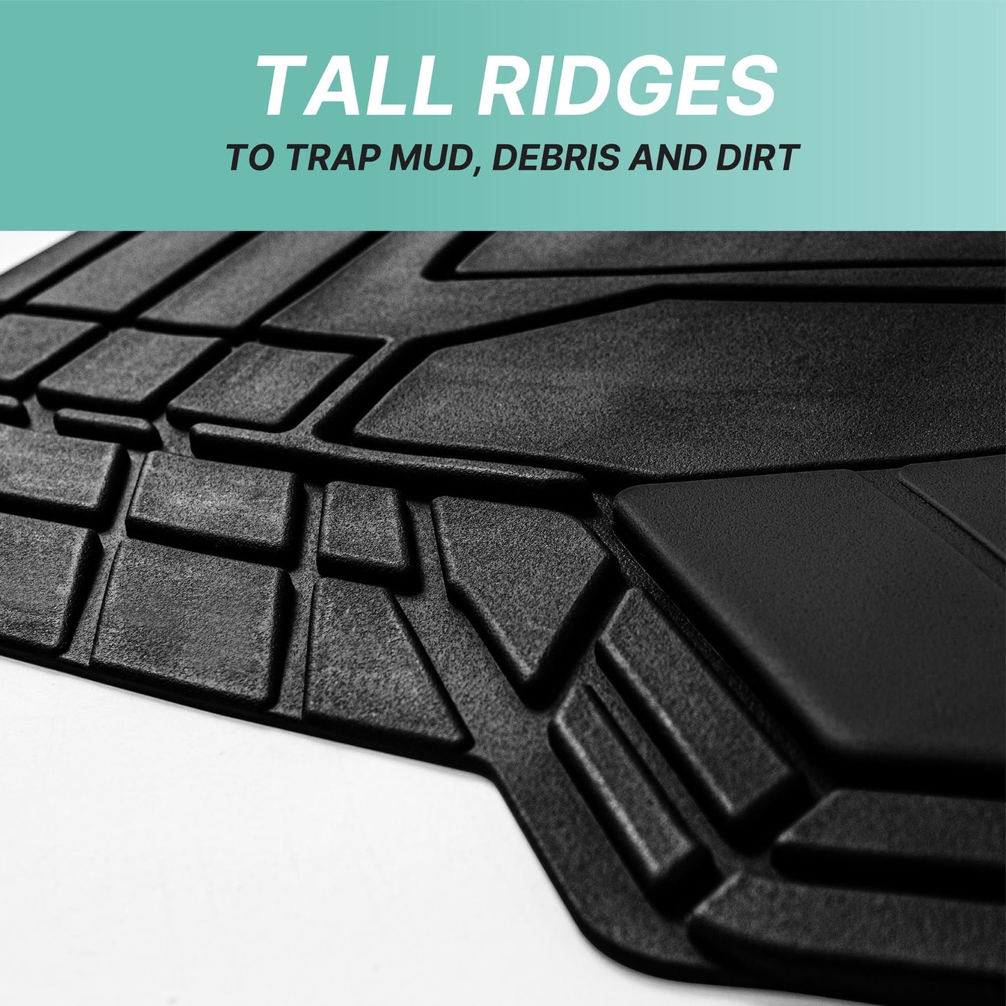 FH Group Universal Fit Trimabble Rubber Car Floor Mats with Stripped Design – Black Full Set