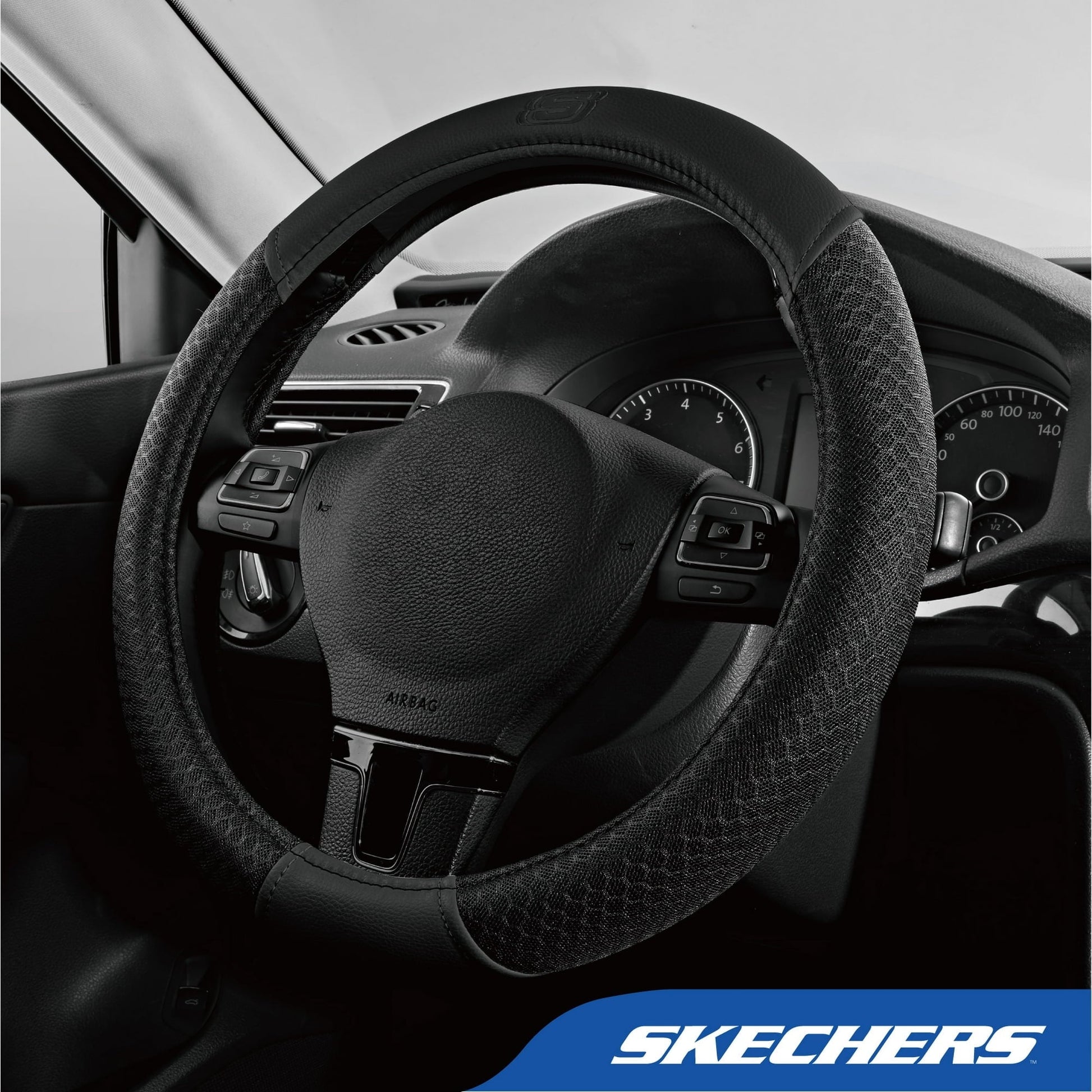 Skechers Air Cooled Memory Foam Steering Wheel Cover, Breathable Comfort Grip, Soft Leather, All-Season Fit for Cars, SUVs, and Trucks Purple