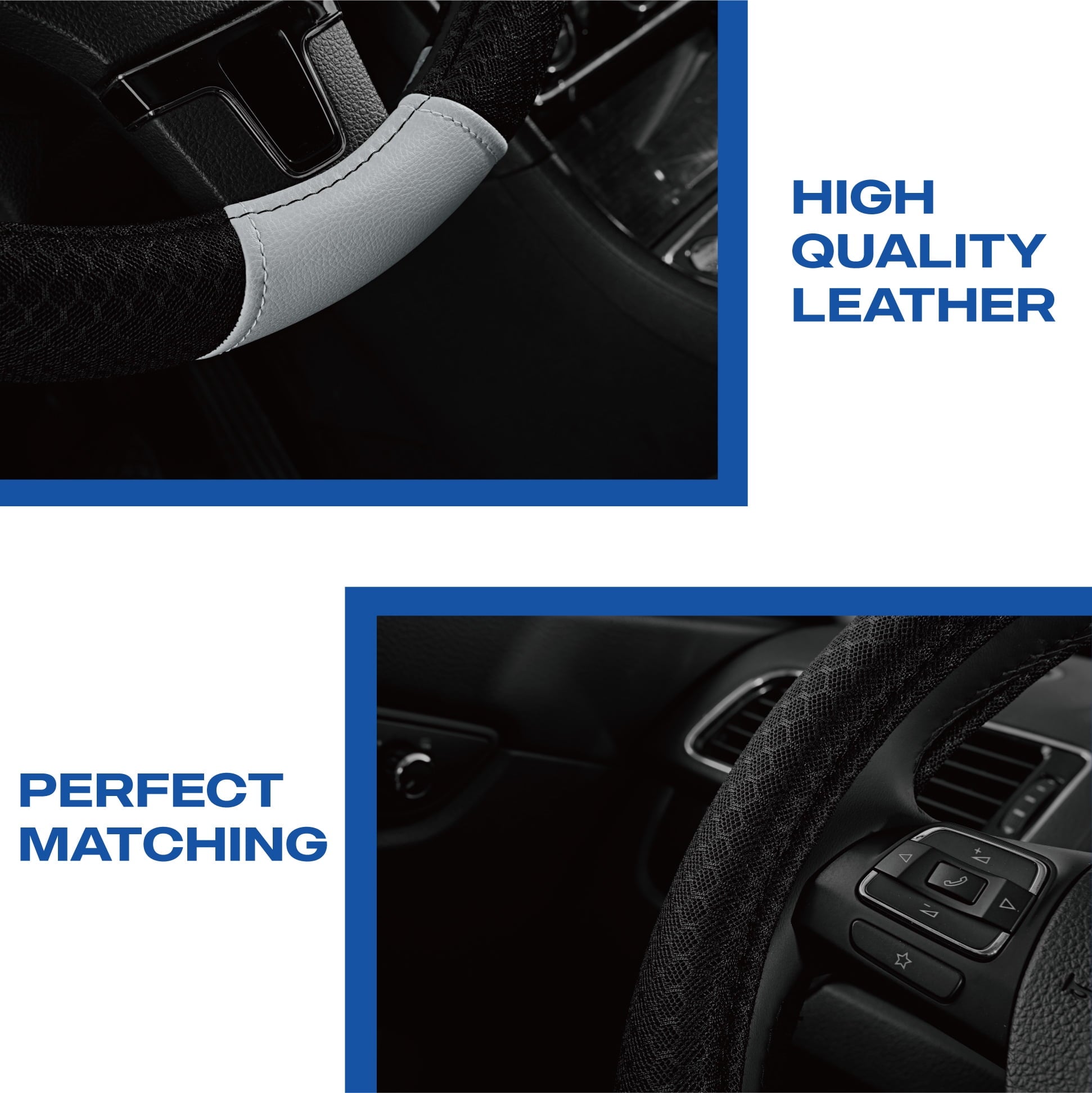 Skechers Air Cooled Memory Foam Steering Wheel Cover, Breathable Comfort Grip, Soft Leather, All-Season Fit for Cars, SUVs, and Trucks Gray