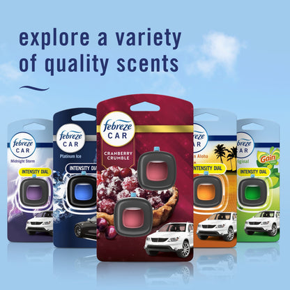 Febreze Car Air Freshener, Odor-Fighting Car Vent Clip, Cranberry Crumble, 2 Count
