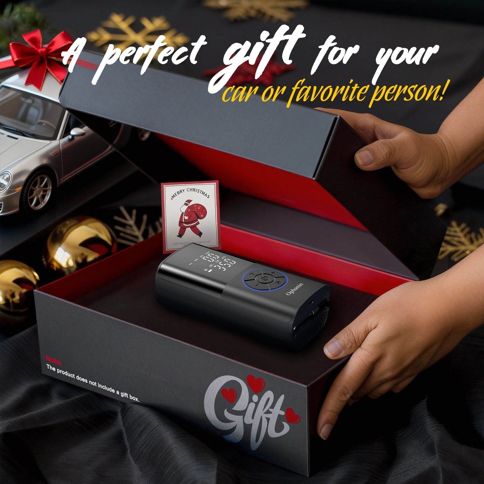 Ophanie Cordless Portable Tire Inflator - 160 Psi Digital Pressure Gauge, Air Compressor for Car Tires with Automatic Shutoff, Emergency LED Light, Compact Automotive Pump