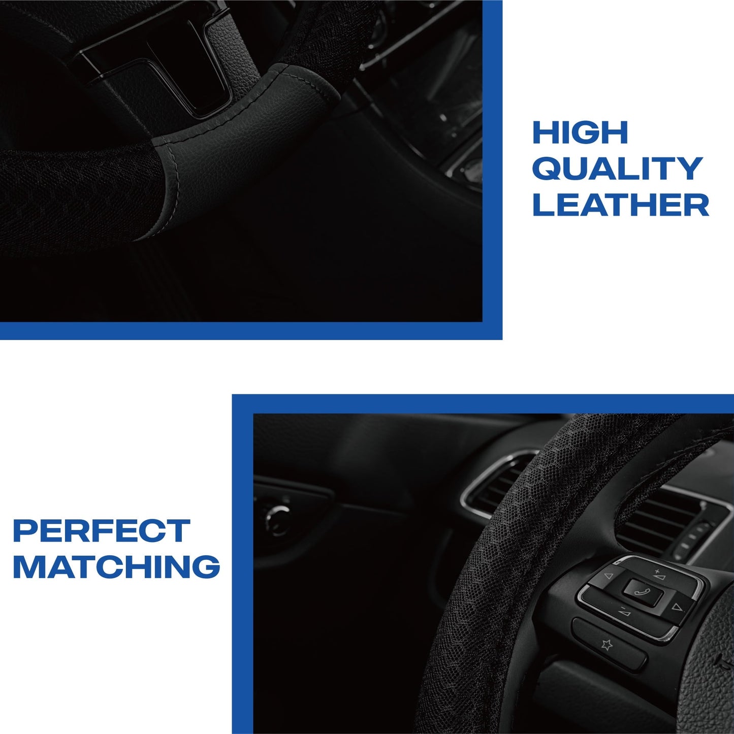 Skechers Air Cooled Memory Foam Steering Wheel Cover, Breathable Comfort Grip, Soft Leather, All-Season Fit for Cars, SUVs, and Trucks Hot Black