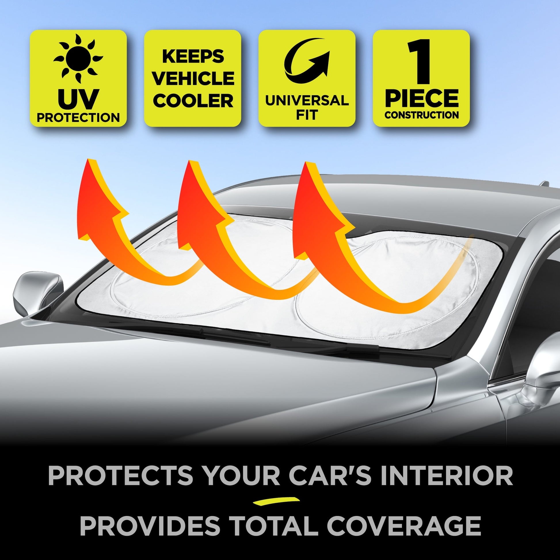 Auto Drive Double Rings Twist Sun Shade Ultimate Protection for Car Windshields1 pack, 63"x29.5"