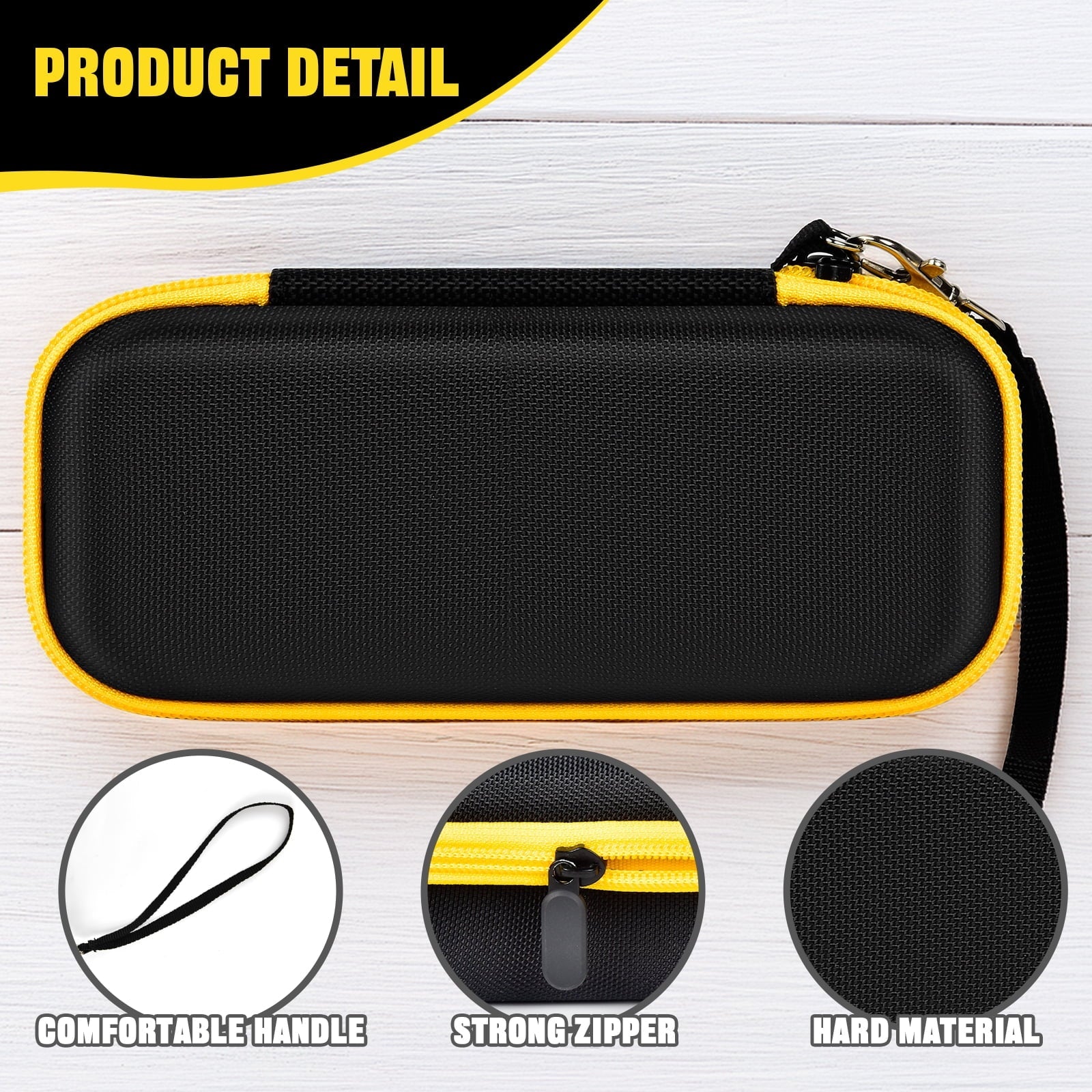 Case Compatible with Airmoto Portable Air Pump 120 PSI Air Compressor, Car Tire Inflator Storage Bag for Accessories-Black+ Yellow Zipper