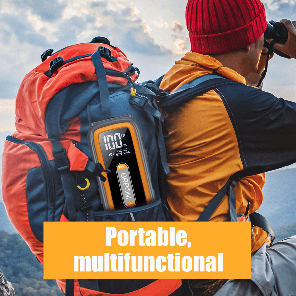 BRPOM 6000A Car Jump Starter Battery Pack, 12V Battery Booster Charger for Gas and Diesel Engines-Motorcycle, Car, SUV, PICK-UP, Truck, Quick Start Dead Battery, Multi-functional Flashlight