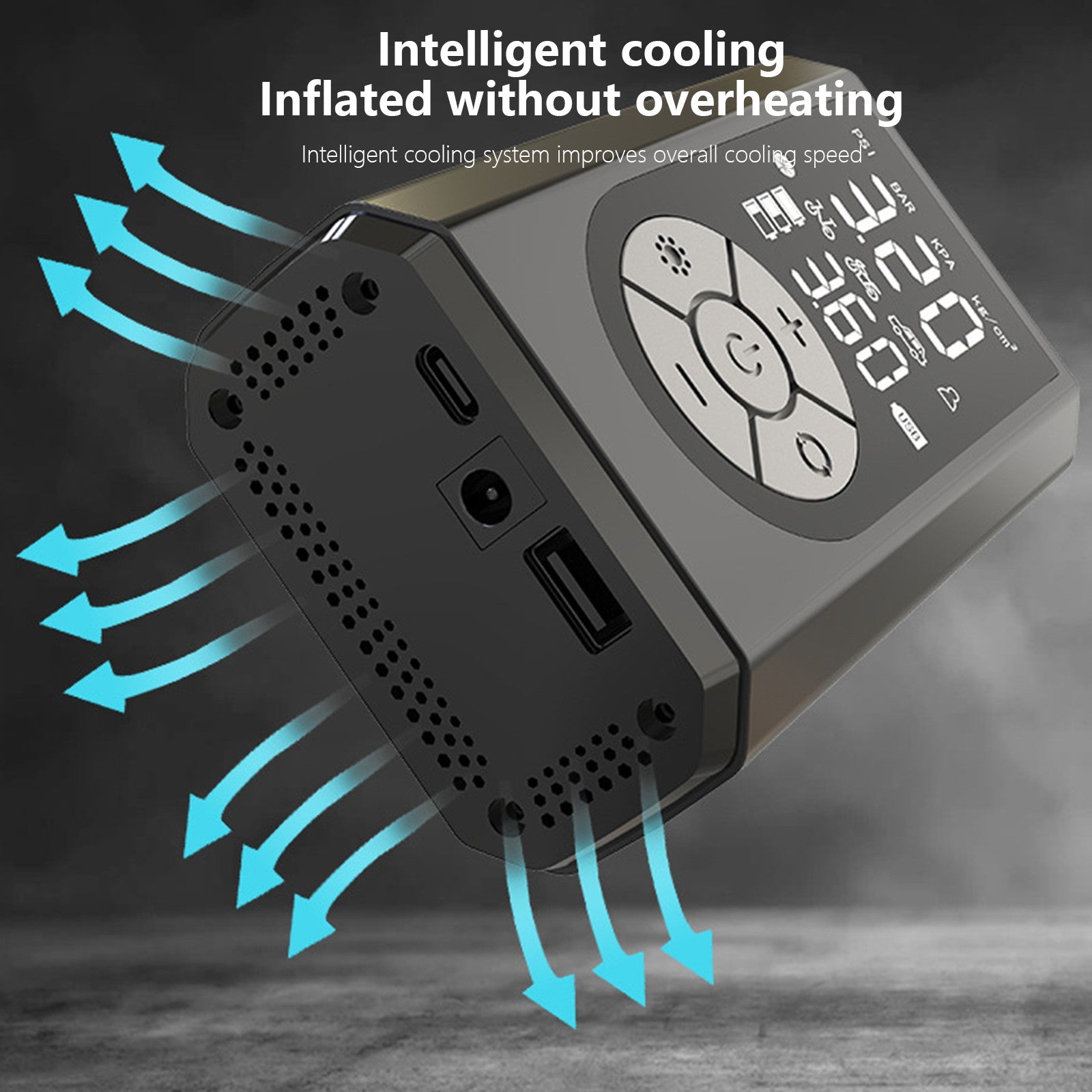 Tire Inflator Portable Air Compressor, 160 PSI Portable Air Pump, 3X Faster Air Pump with Digital Pressure Gauge, LED Light, and Multiple Adapters for Car, Moto, Bike, and Other Inflatables