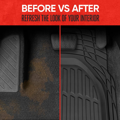 Motor Trend FlexTough Contour Deep Dish Heavy Duty Rubber Floor Mats for Car SUV Truck & Van - All Weather Protection (Deep Dish 2)