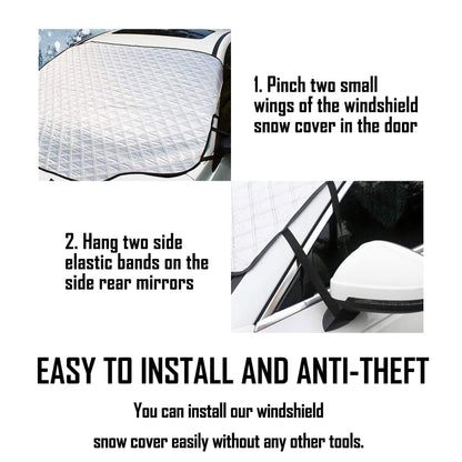 Whiteleopard Car Windshield Snow Ice Cover with 4 Layers Protection, Windshield Cover with Magnetic Edges Used for Protection, Rain and Sun