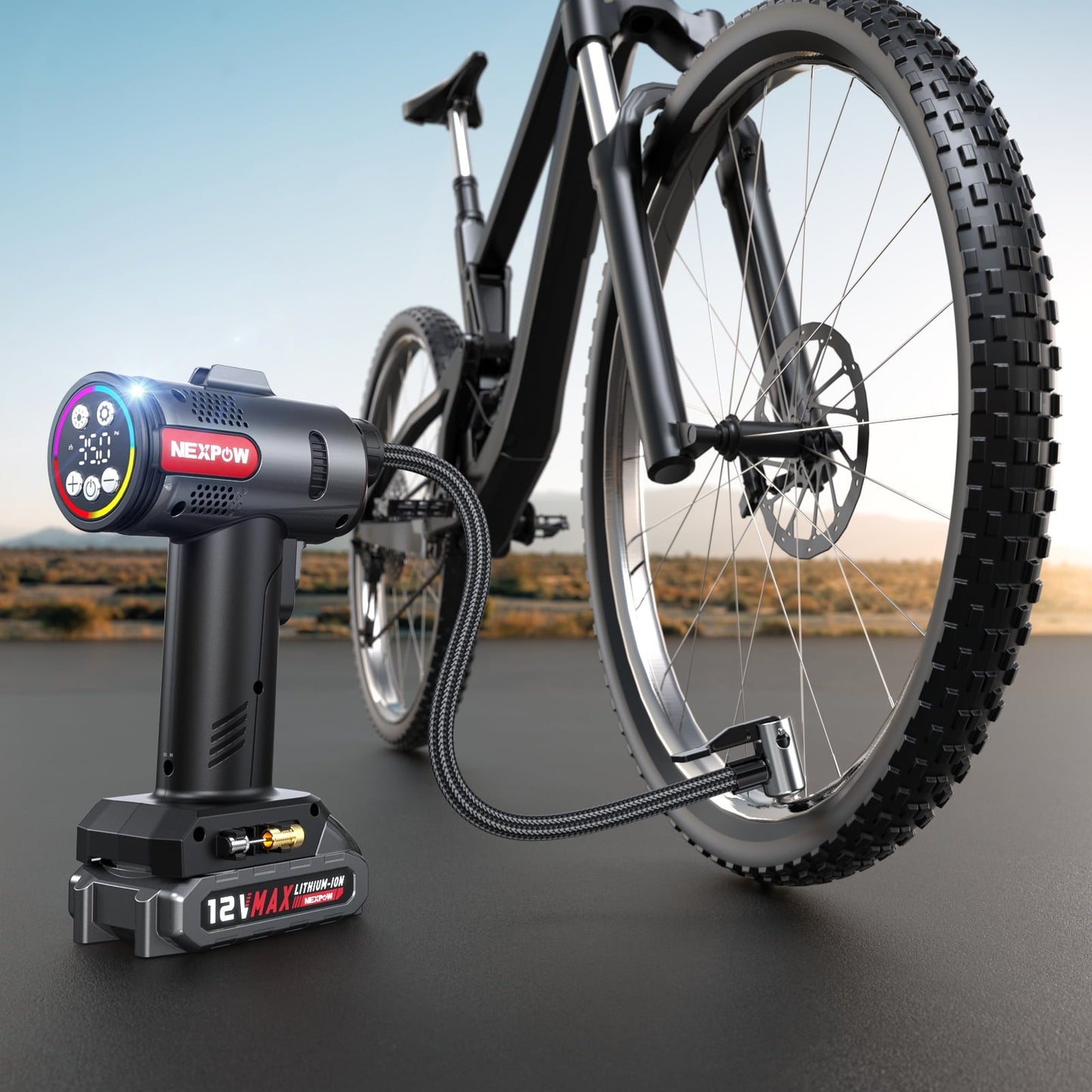 NEXPOW Tire Inflator Portable Air Compressor, 160PSI Cordless Car Tire Pump, Rechargeable Battery Powered Air Compressor 12V DC Adapter, Digital Pressure Gauge