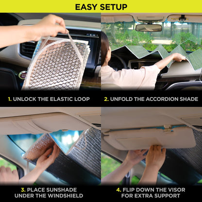 Auto Drive Heavy-Duty Silver Accordion Sunshade 1 Pack, 63'' x 28.5''