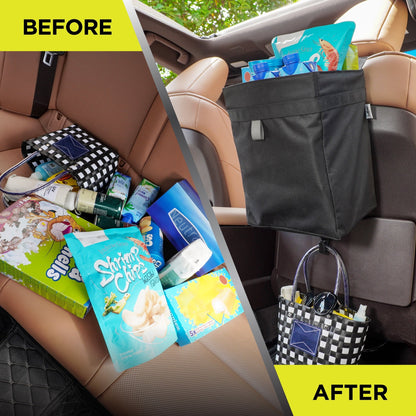 Auto Drive Black Premium Storage Bag Universal Fit on Car Vehicle's Seatback 1 Pack, L10" x W7" x H12"