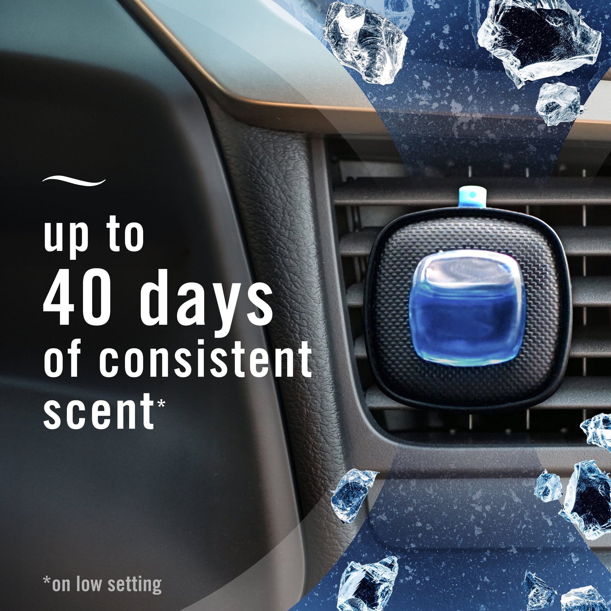 Febreze AUTO Car Air Freshener, Odor-Fighting Car Vent Clip, Platinum Ice, 2 Count