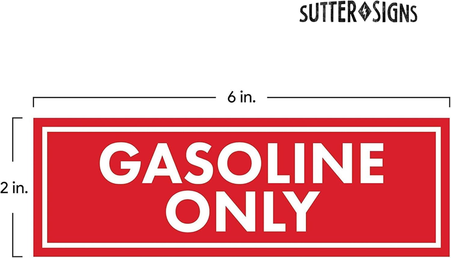 Sutter Signs 6pc Diesel Only & Gasoline Only Stickers for Fuel Tank | Weatherproof Adhesive Decals for Trucks, Tractors, Fuel Cans, Gas Caps