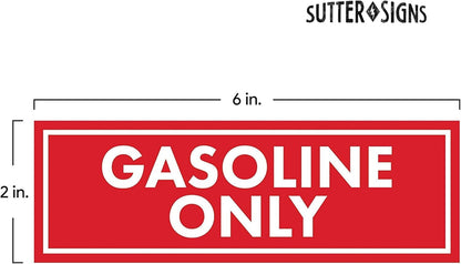 Sutter Signs 6pc Diesel Only & Gasoline Only Stickers for Fuel Tank | Weatherproof Adhesive Decals for Trucks, Tractors, Fuel Cans, Gas Caps