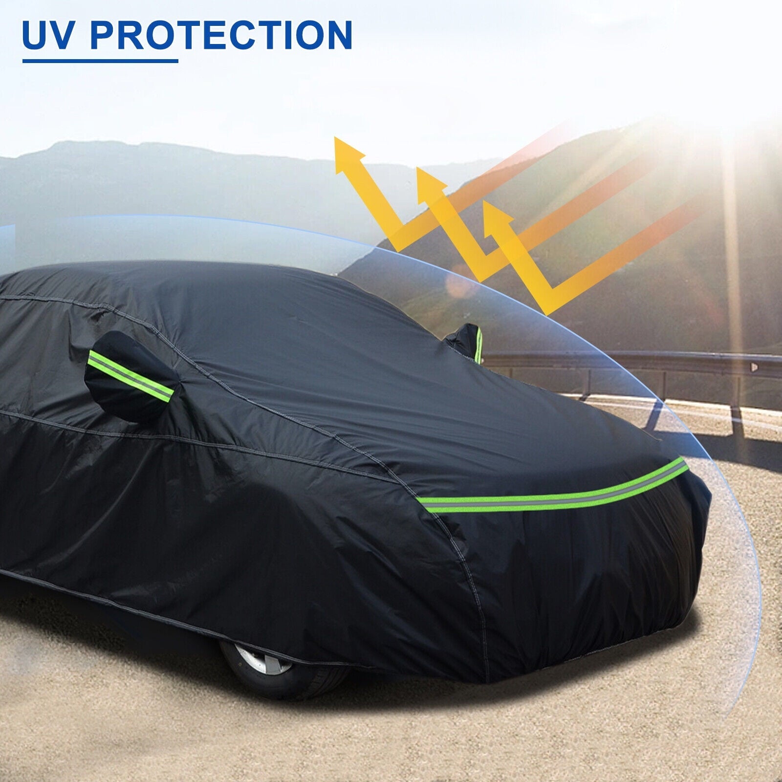 For Toyota Camry Car Cover, Thickened PEVA+Cotton Waterproof Sedan Full Cover with Lock Outdoor Indoor Snow Rain Sun Dust Protection All Weather Black