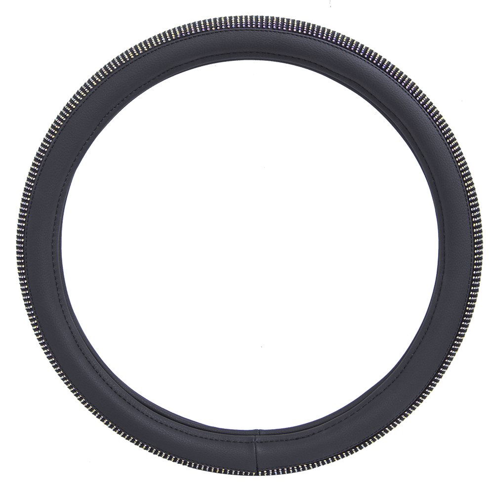 Auto Drive Black Universal Fit Iredescent Crystal Steering Wheel Cover, Fit for Cars, Suvs, Set of 1