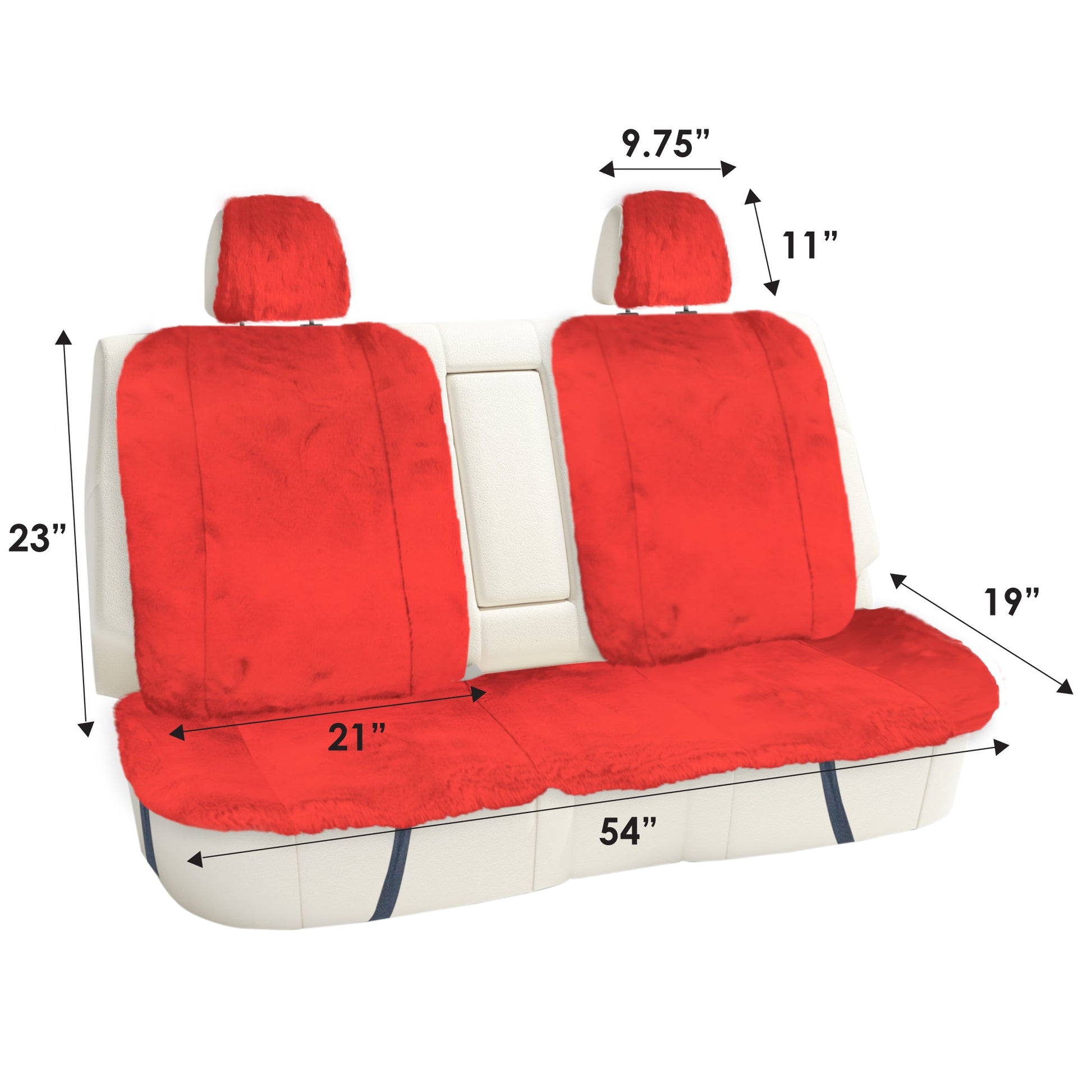 FH Group Doe16 Fluffy Faux Rabbit Fur Rear Car Seat Cushion, for Most Cars, Trucks, SUVs or Vans - Red