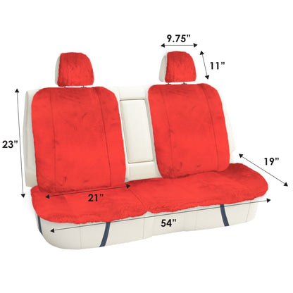 FH Group Doe16 Fluffy Faux Rabbit Fur Rear Car Seat Cushion, for Most Cars, Trucks, SUVs or Vans - Red