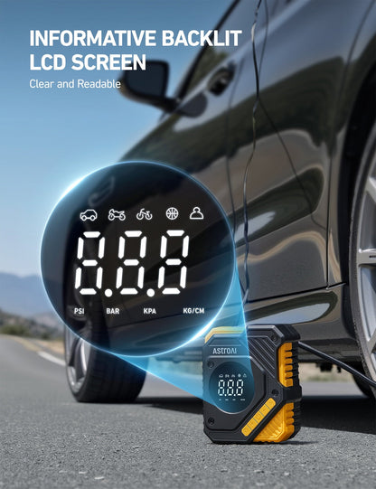 AstroAI Tire Inflator Air Compressor 12V DC, Digital Pressure Gauge Car Tire Pump 150 PSI, Auto Shutoff, Electric Air Pump for Car Tires, Bicycles, Other Inflatables, for Gift