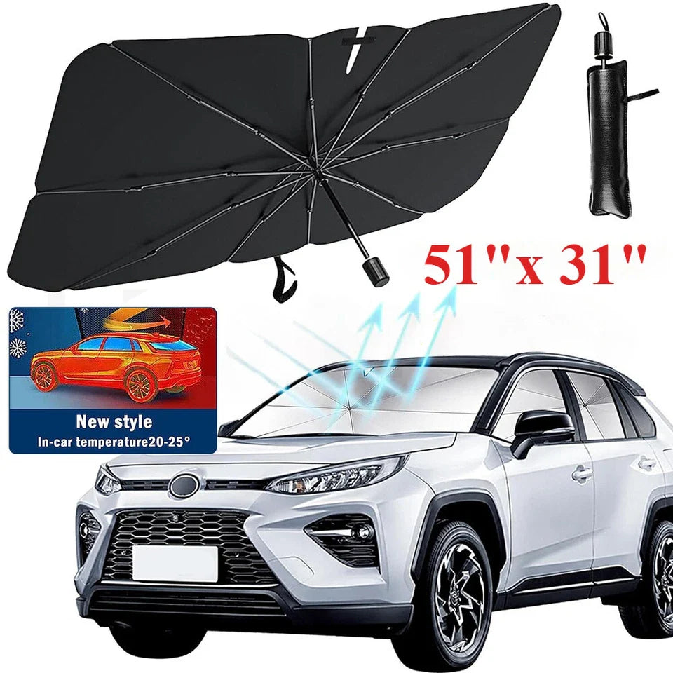 51" Car Windshield Sun Shade Foldable Umbrella Front Window Cover Visor Umbrella