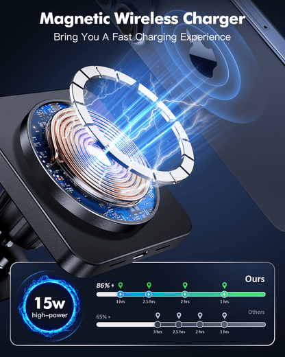 Car Mag-Safe Wireless Charger - Car Mount Fast Charging Air Vent Phone Holder Mount for iPhone 17/16/15/14/13/12 - Black