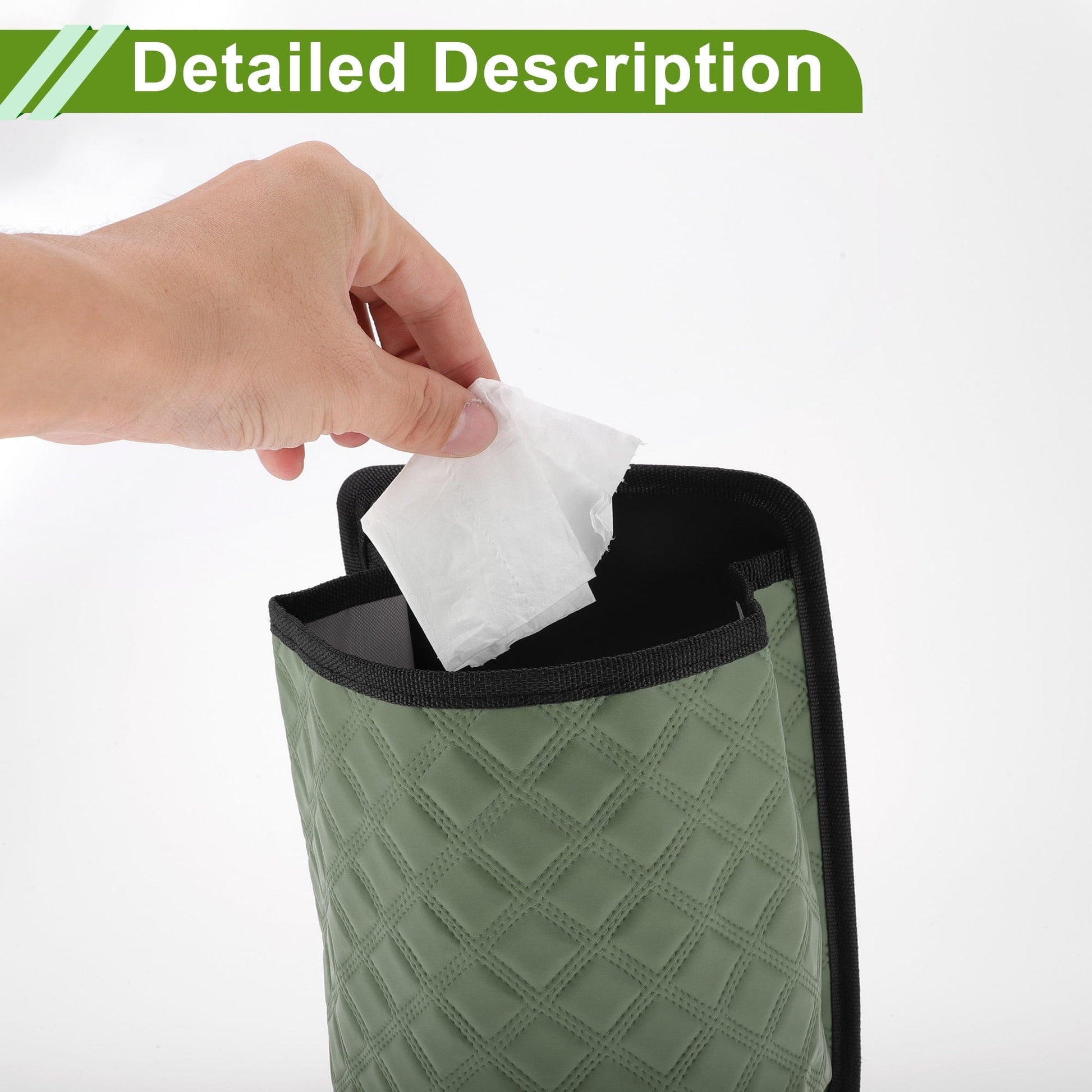 Unique Bargains Car Trash Can With Lanyard Hanging Front Rear Seats Trash Bin 1 Pc Green