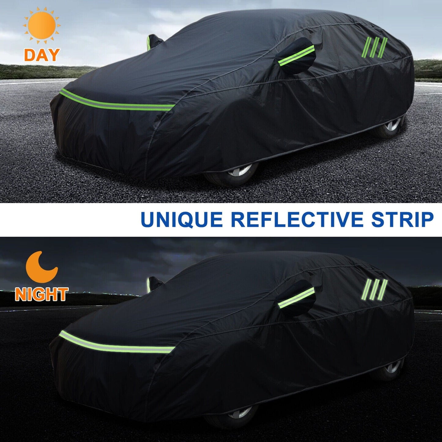 For Toyota Camry Car Cover, Thickened PEVA+Cotton Waterproof Sedan Full Cover with Lock Outdoor Indoor Snow Rain Sun Dust Protection All Weather Black