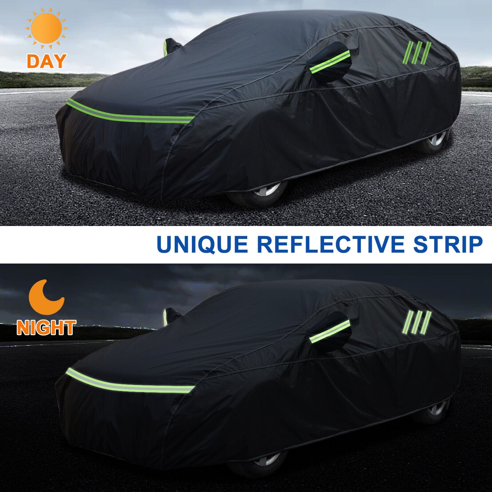 For Toyota Camry Car Cover, Thickened PEVA+Cotton Waterproof Sedan Full Cover with Lock Outdoor Indoor Snow Rain Sun Dust Protection All Weather Black