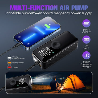 PHANCIR Cordless Tire Inflator Portable Air Compressor, 150 PSI Digital Display Multi-Function Air Pump with Automatic Shutoff & 3 Modes LED Light for Car, Motorcycles, Bicycles, Balls